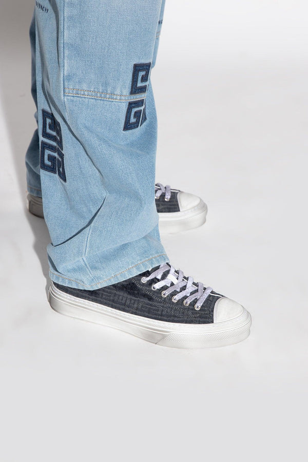 Givenchy Navy Blue Sneakers With Logo - Men