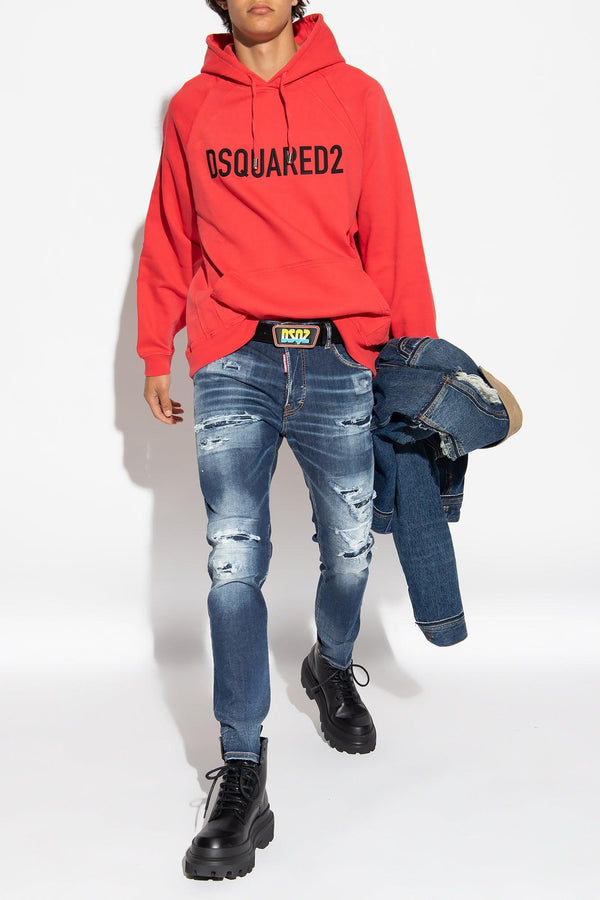 Dsquared2 Red Hoodie With Logo - Men - Piano Luigi