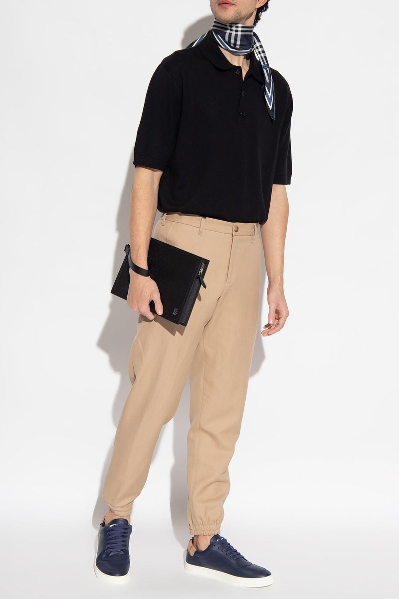 Burberry Beige Trousers With Logo - Men - Piano Luigi