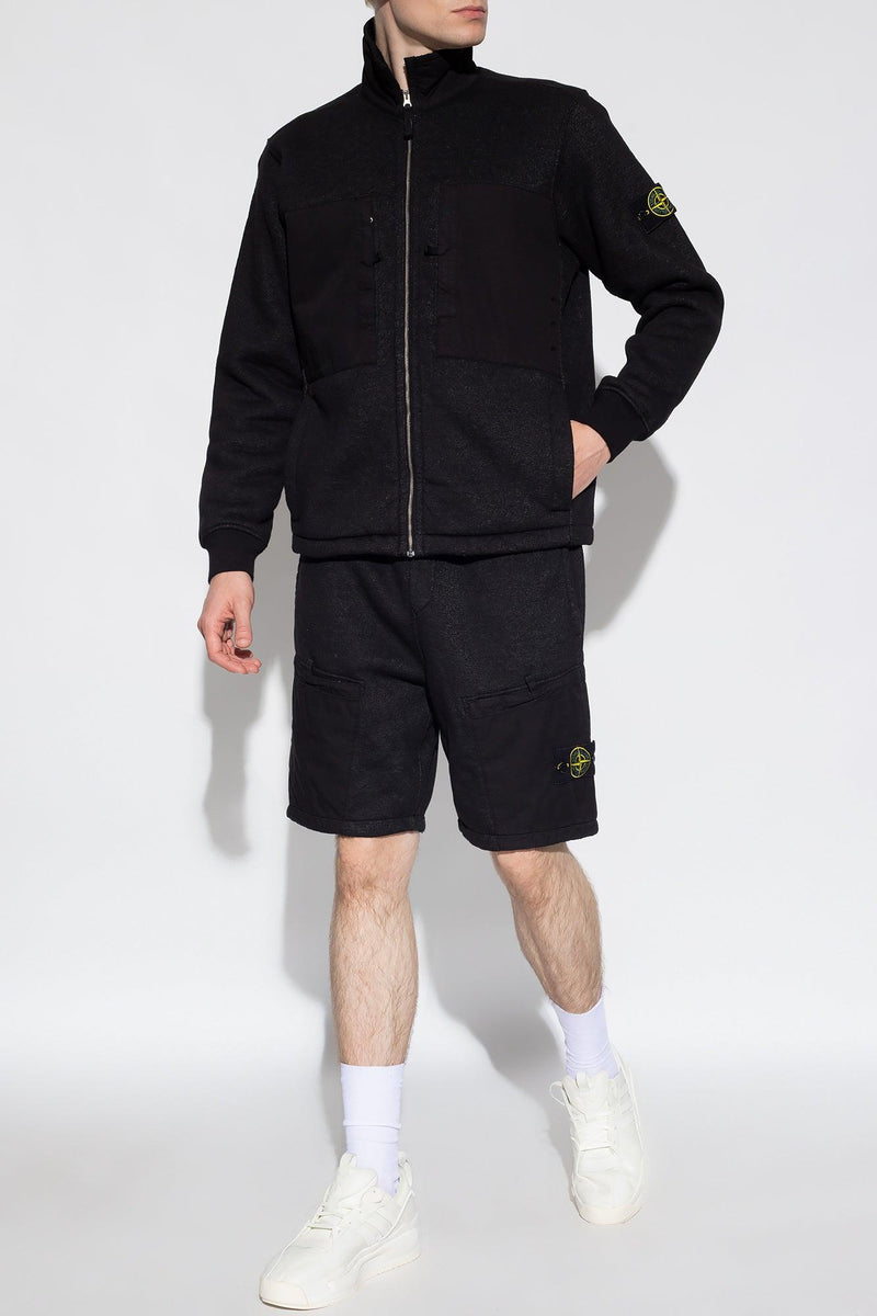 Stone Island Black Shorts With Logo - Men - Piano Luigi