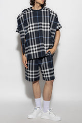 Burberry Navy Blue Checked Shorts - Men - Piano Luigi