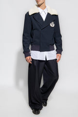 Balmain Navy Blue Jacket With Logo - Men - Piano Luigi