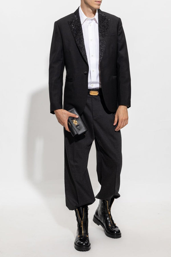 Versace Black Blazer With Decorative Collar - Men - Piano Luigi