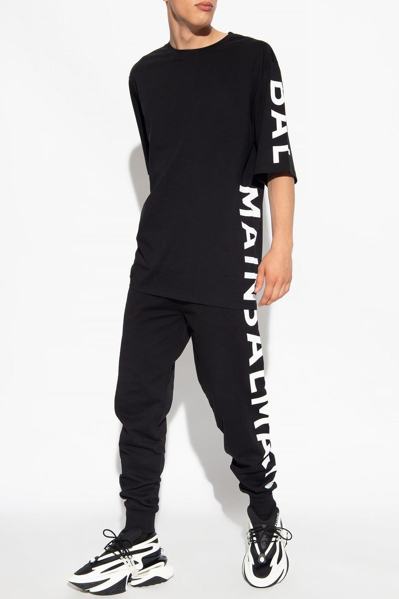 Balmain Black Sweatpants With Logo - Men - Piano Luigi