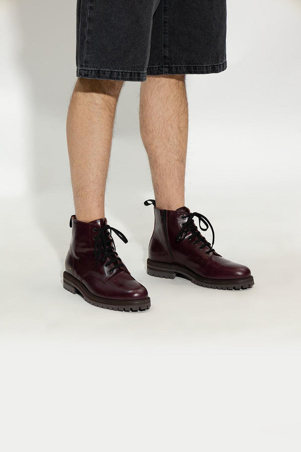 Common Projects Purple Leather Combat Boots - Men - Piano Luigi