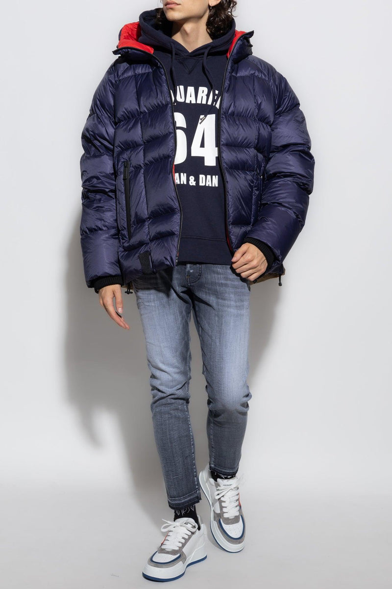 Dsquared2 Navy Blue Hoodie With Logo - Men - Piano Luigi