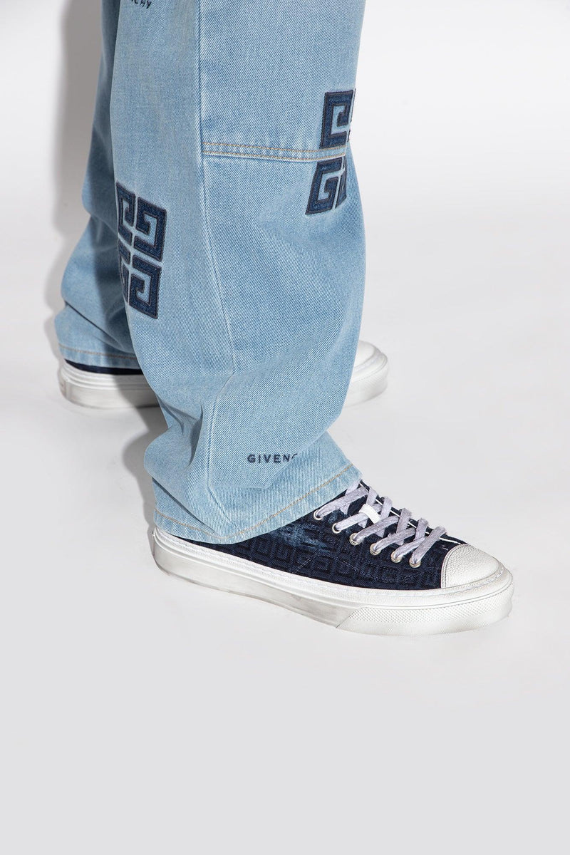 Givenchy Navy Blue Monogrammed Sneakers - Men - Piano Luigi