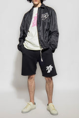 Palm Angels Black Shorts With Motif Of Palm Trees - Men - Piano Luigi