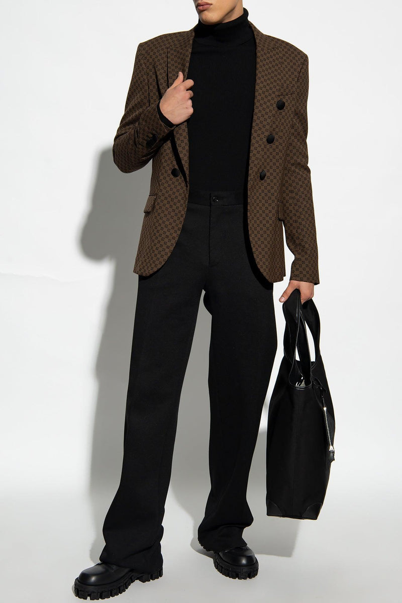 Balmain Brown Blazer With Monogram - Men - Piano Luigi