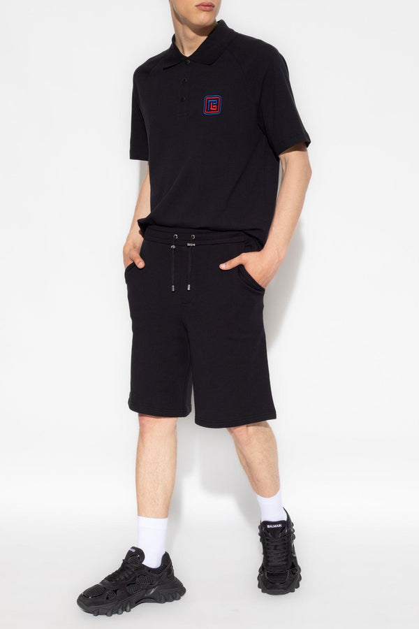 Balmain Black Polo Shirt With Monogram - Men
