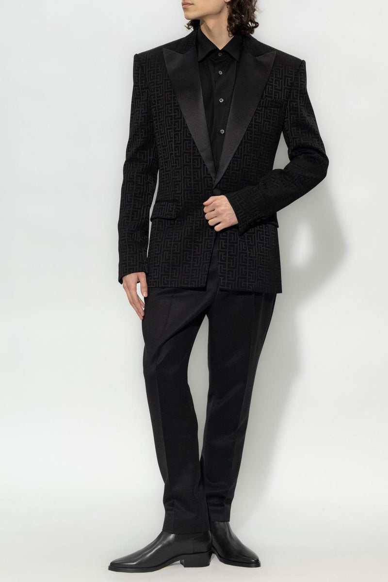 Balmain Black Blazer With Monogram - Men - Piano Luigi