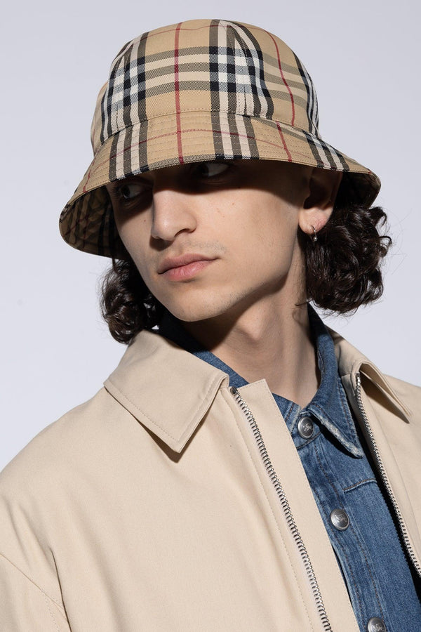 Burberry Beige Checked Bucket Hat - Men - Piano Luigi