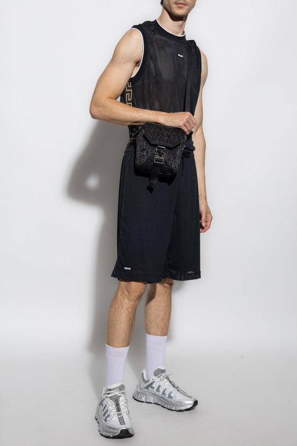 Versace Black Shorts With Greca Pattern - Men
