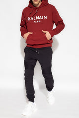 Balmain Burgundy Hoodie With Logo - Men - Piano Luigi