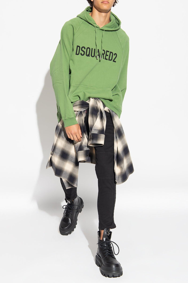 Dsquared2 Green Hoodie With Logo - Men - Piano Luigi