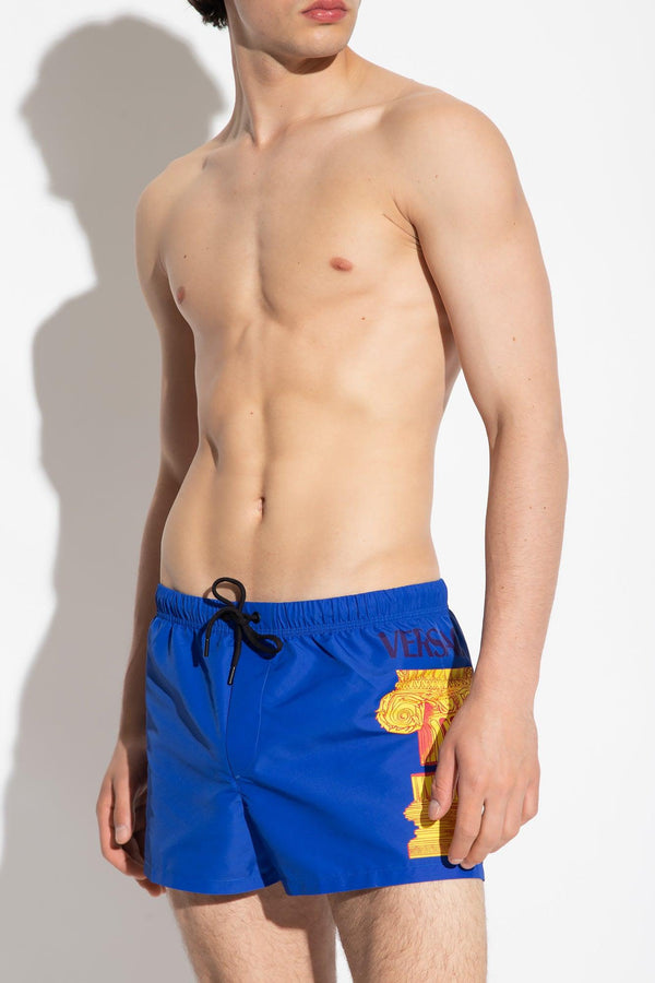 Versace Blue Swimming Shorts With Logo - Men