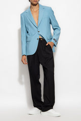 Versace Light Blue Single-Breasted Blazer With Silk Back - Men - Piano Luigi