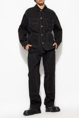 Versace Black Cotton Jacket With Contrast Stitching - Men - Piano Luigi