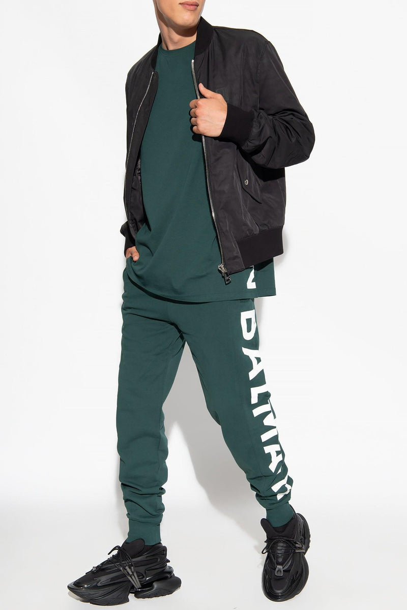 Balmain Green Sweatpants With Logo - Men - Piano Luigi