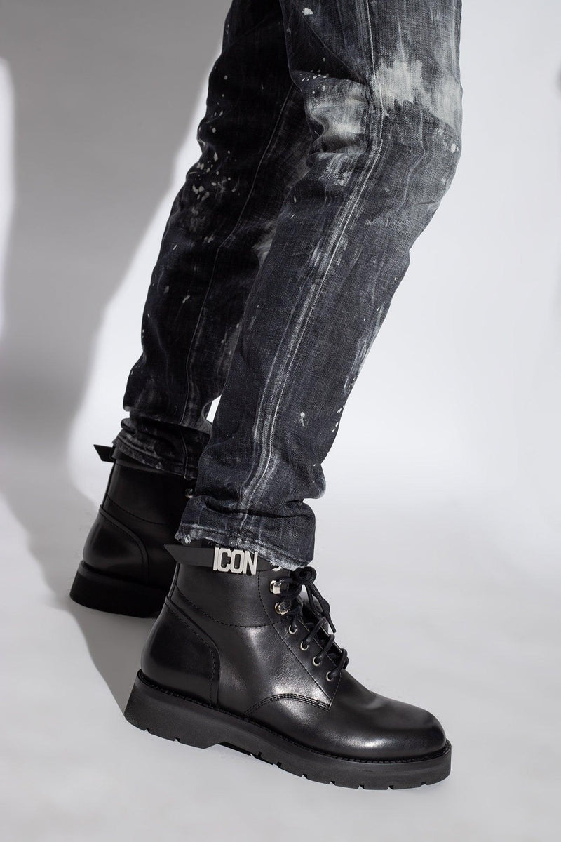 Dsquared2 Black Leather Shoes - Men - Piano Luigi