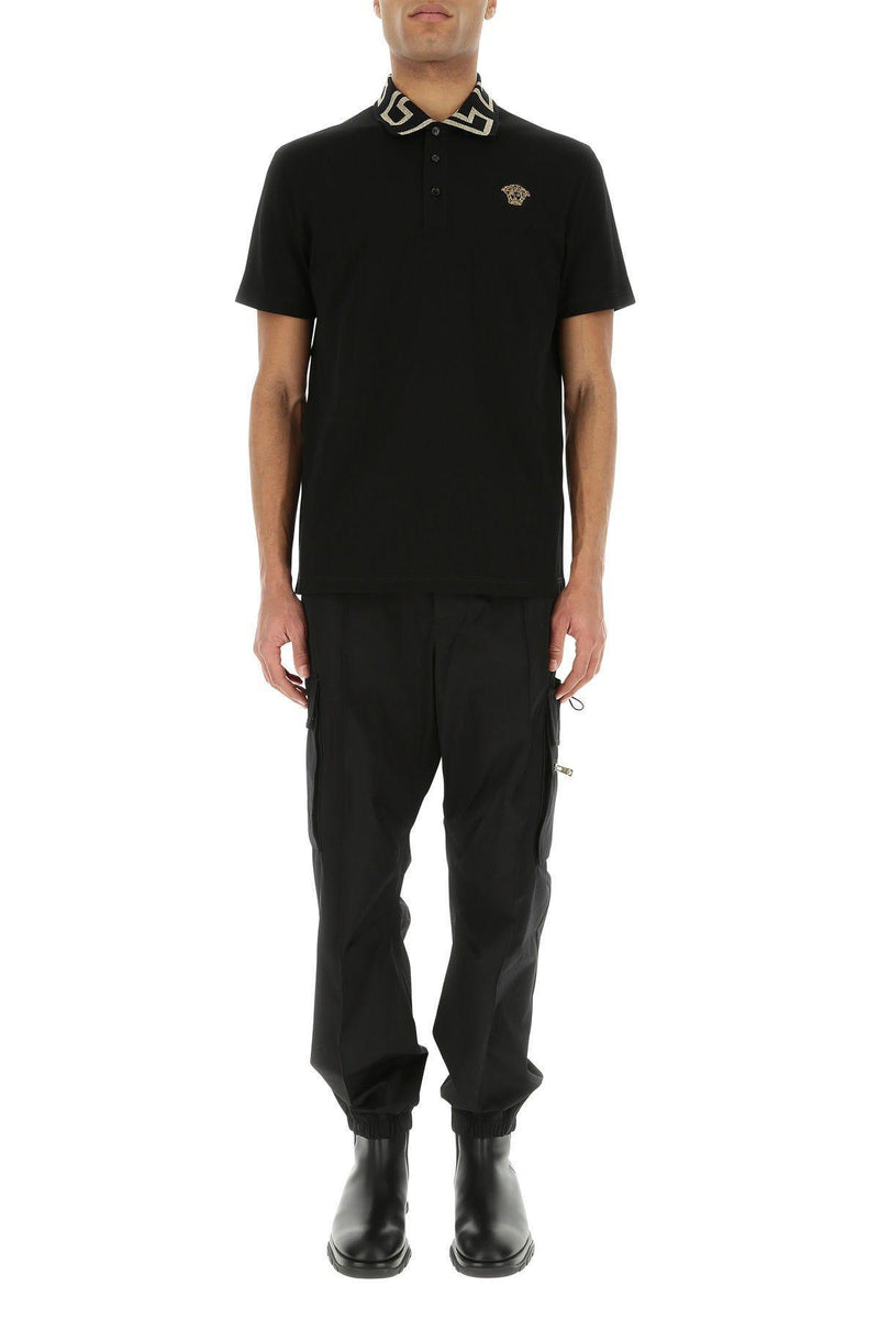 Versace Black Piquet Polo Shirt - Men - Piano Luigi