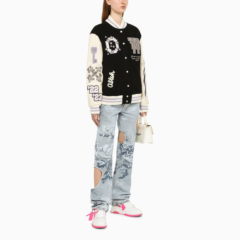 Off-White Black\/white Padded Bomber Jacket - Women - Piano Luigi