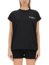 Balmain Flocked Logo T-shirt - Women - Piano Luigi