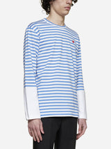 Comme des Garçons Logo-patch Striped Cotton T-shirt - Men - Piano Luigi