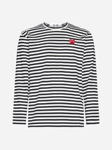 Comme des Garçons Logo-patch Striped Cotton T-shirt - Men - Piano Luigi