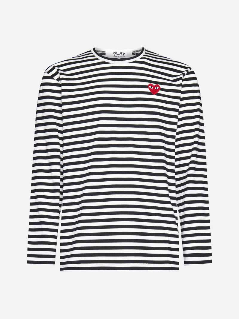 Comme des Garçons Logo-patch Striped Cotton T-shirt - Men - Piano Luigi