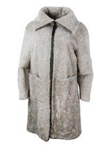 Brunello Cucinelli Long Coat In Precious And Refined Shearling Sheepskin With Zip Closure Embellished With Rows Of Brilliant Jewels And With Front Pockets - Women - Piano Luigi