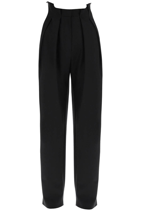 Off-White High Waisted Tailored Trousers In Black Wool Blend - Women - Piano Luigi