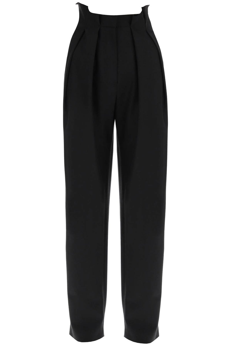 Off-White High Waisted Tailored Trousers In Black Wool Blend - Women - Piano Luigi