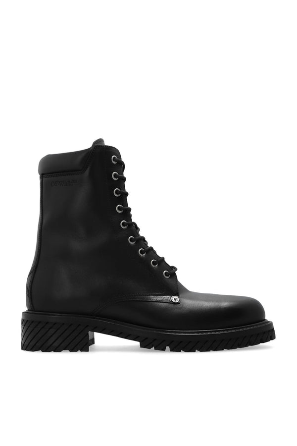 Off-White Engraved Logo Lace-up Boots - Men - Piano Luigi