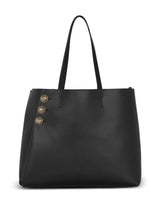 emblème Black Tote Bag With Balmain Coin Buttons And Logo Print In Smooth Leather Woman - Women - Piano Luigi