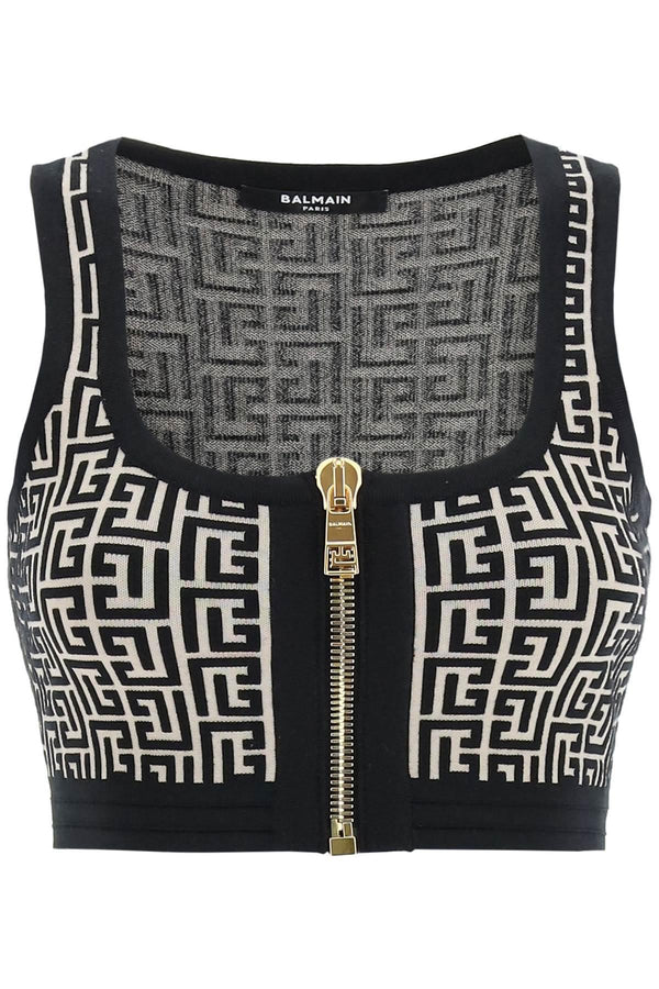 Balmain Monogram Knit Crop Top - Women - Piano Luigi