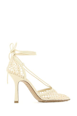 Bottega Veneta Ivory Mesh Stretch Sandals - Women - Piano Luigi