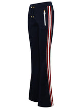 Balmain Hw Flare Pants In Blue Cotton Blend - Women - Piano Luigi