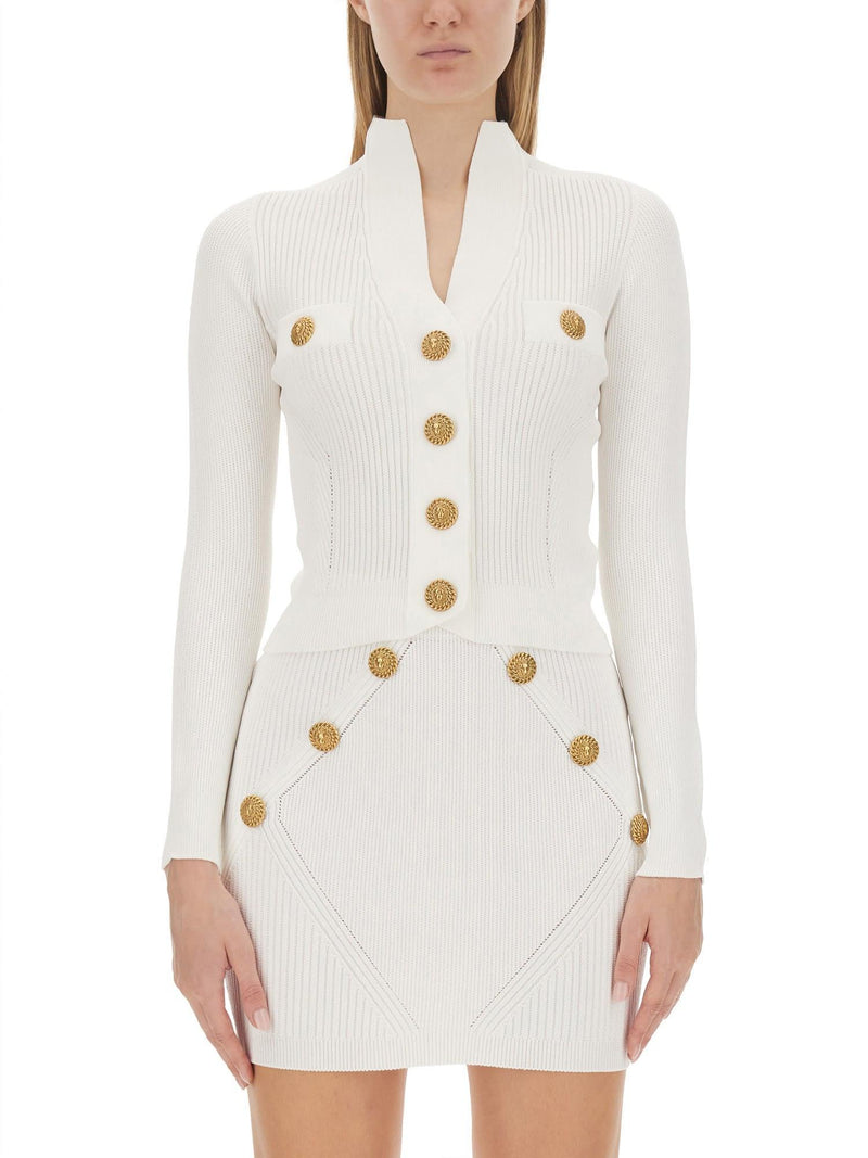 Balmain Cardigan With Logoed Buttons - Women - Piano Luigi