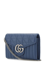 Gucci Blue Leather Gg Marmont Clutch - Women - Piano Luigi