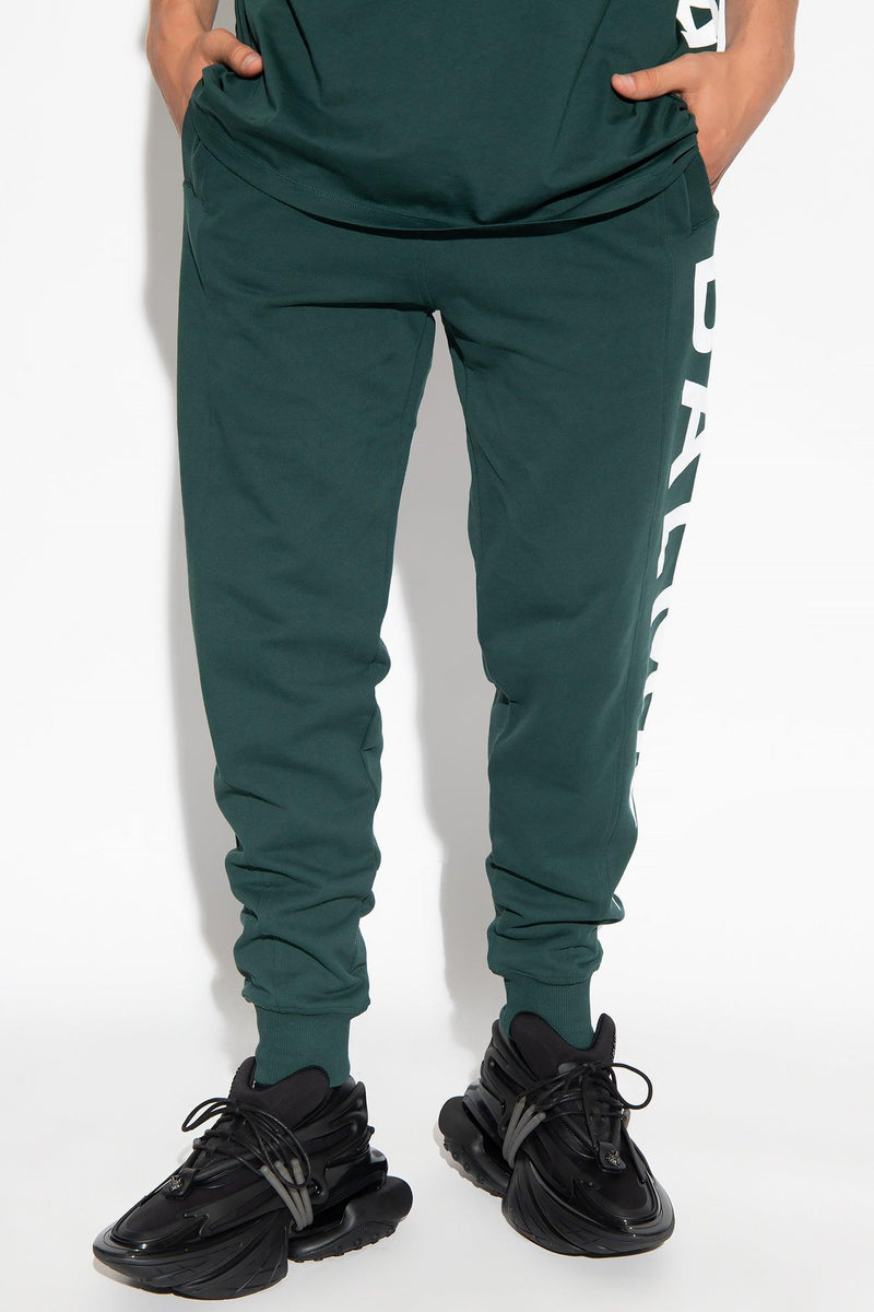 Balmain Green Sweatpants With Logo - Men - Piano Luigi