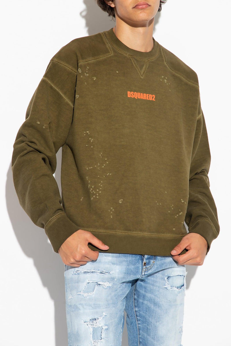 Dsquared2 Green Sweatshirt With Logo - Men - Piano Luigi