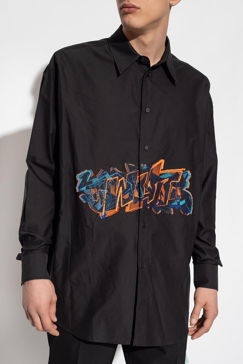 Off-White Black Embroidered Shirt - Men - Piano Luigi