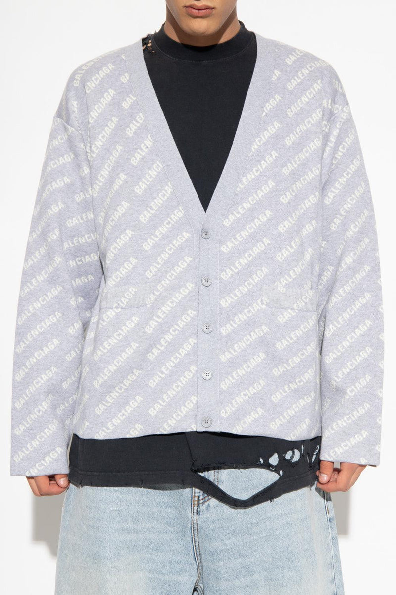 Balenciaga Grey Cardigan With Logo - Men - Piano Luigi