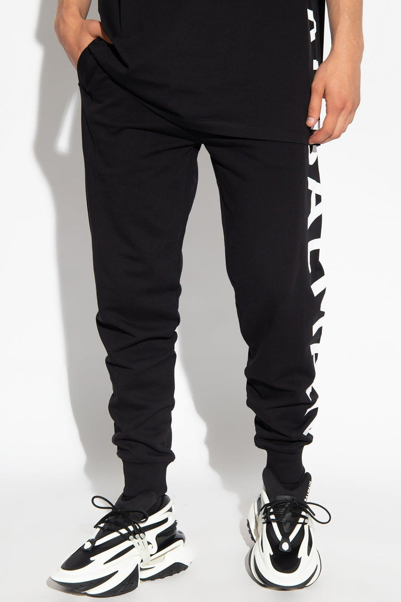 Balmain Black Sweatpants With Logo - Men - Piano Luigi