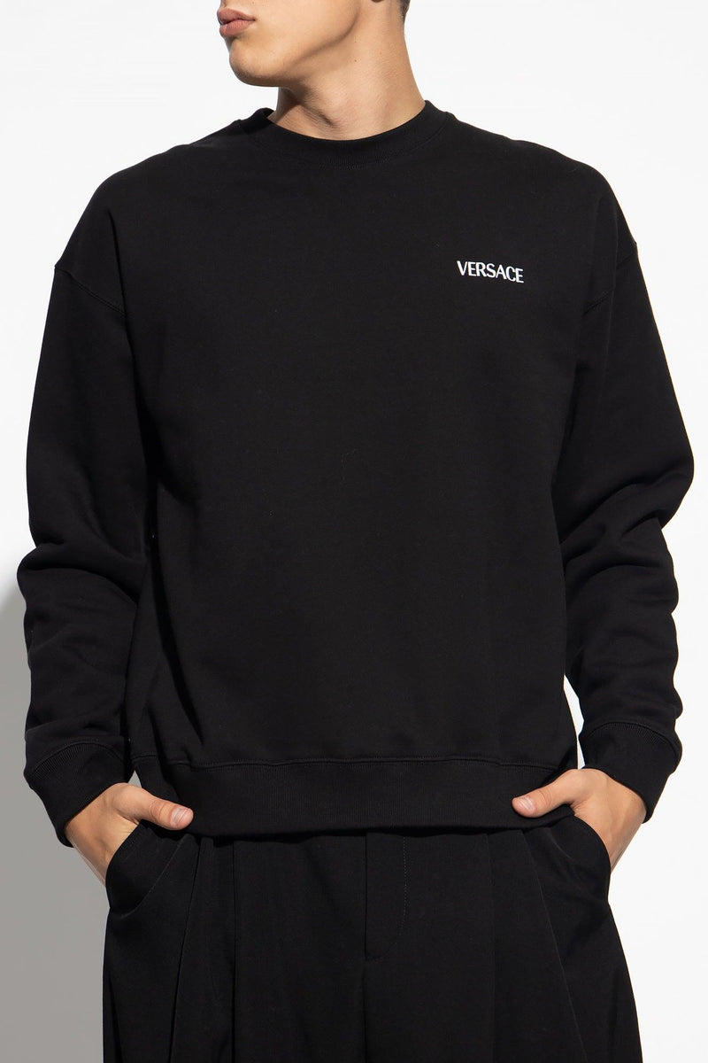 Versace Black Sweatshirt With Logo - Men - Piano Luigi