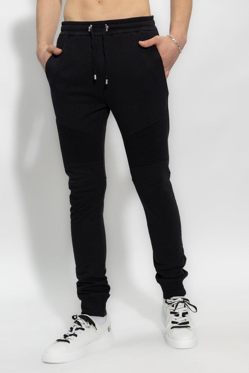 Balmain Black Sweatpants With Logo - Men - Piano Luigi