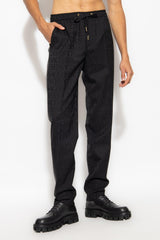 Versace Black Pleat-Front Trousers With Logo - Men - Piano Luigi