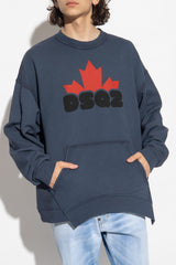 Dsquared2 Navy Blue Sweatshirt With Logo - Men - Piano Luigi