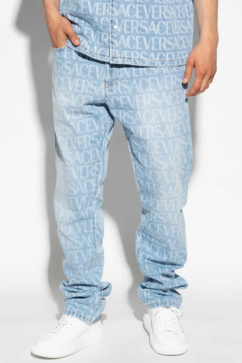 Versace Light Blue Jeans With Straight Legs - Men - Piano Luigi